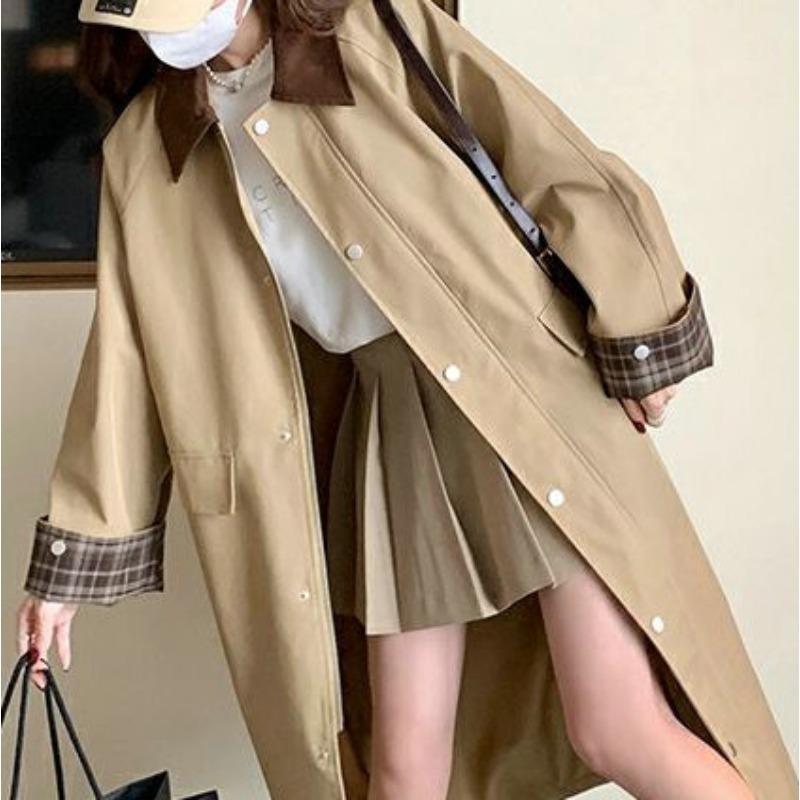 Hepburn Style New Windbreaker Jacket Is Popular This Year, New Style British Casual Fashion Long Coat for Small People
