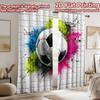 2D flat printing 2pcs Curtain Party Curtain Soccer Ball Splash Digital Printed Polyester Drapes Family Party Decoration Use for