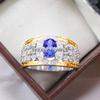 Tanzanite Oval Cut Gemstone With 925 Sterling Silver Ring For Men's #B680 JL375688167377