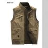 8522 Men's Two-Sided All-Cotton Casual Multi-Pocket Vest for Fishing and Photography