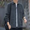 Herre langermet kordfløyelsskjorte, avslappet, løs passform, tykk, japansk, trendy skjortejakke for menn