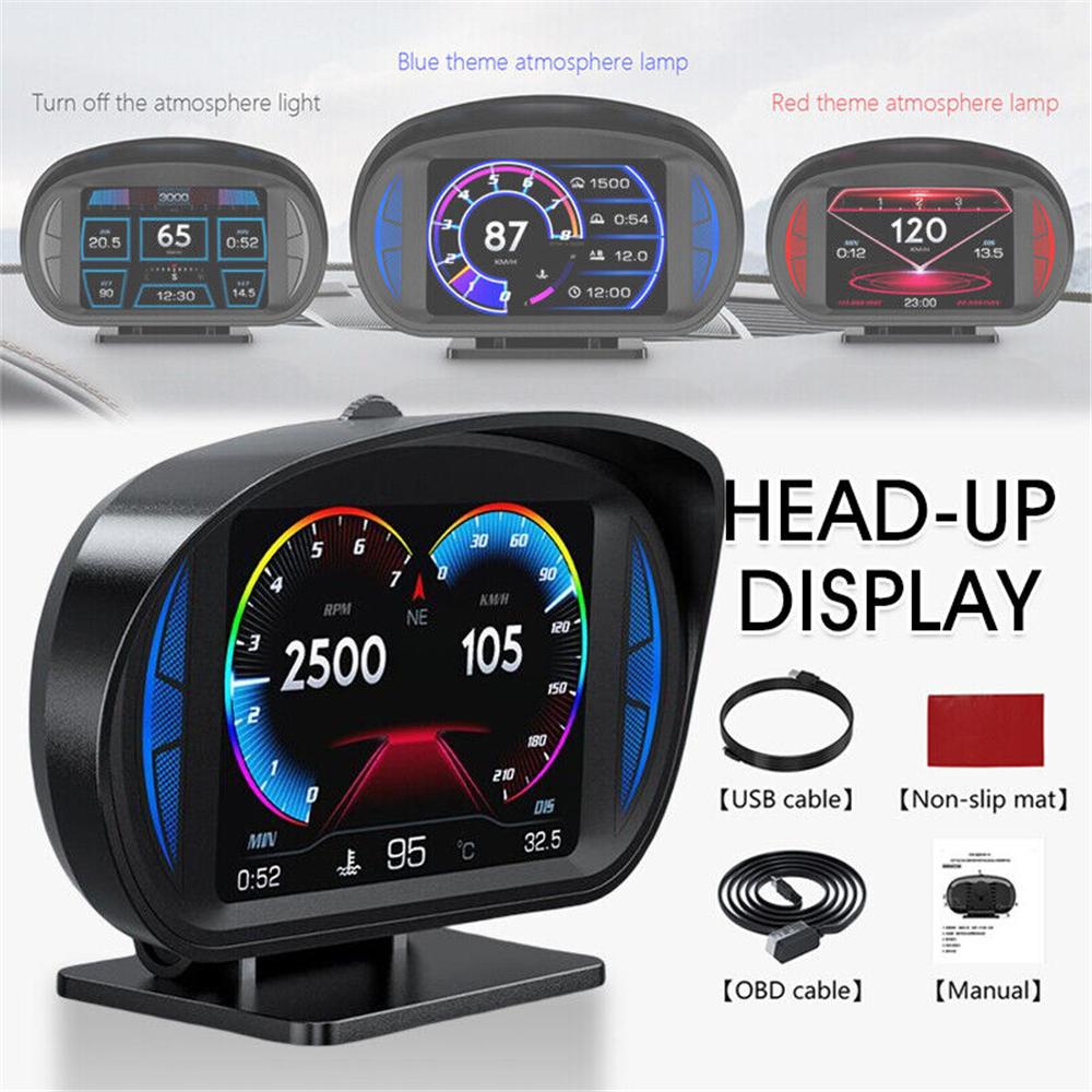 3 In Car OBD GPS HUD Digital Head Up Display Speedometer Speed Temp Alarm Gauge