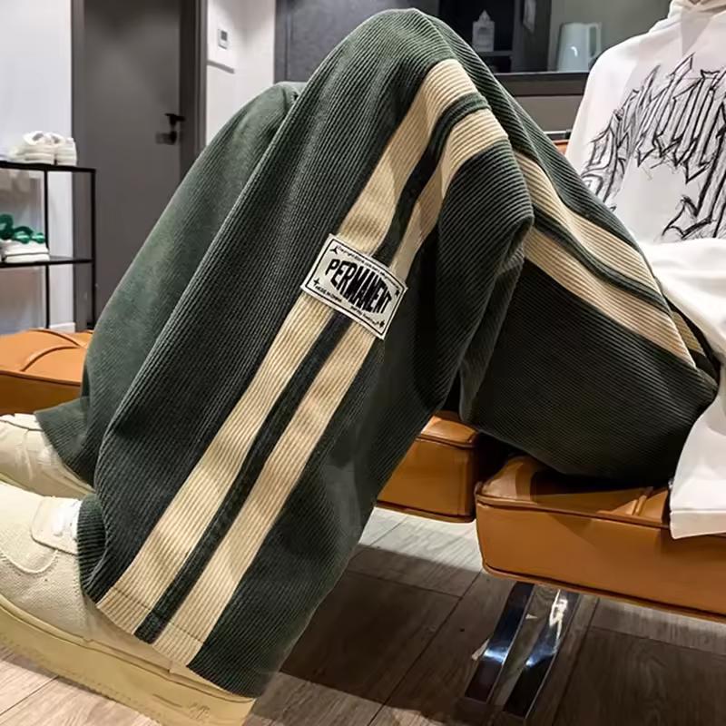 High Street Casual Pants Men Wide-leg Straight Corduroy Trousers Spring Autumn Jogger Couple Streetwear Sweatpants