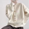 Spring and Autumn New Crew Neck Lazy Wind Single-breasted Solid Color Casual Knitted Cardigan Sweater Women's Jacket