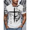 Ανδρικό 3D Τυπωμένο T-Shirt Jesus Is King Χριστιανικός Σταυρός Λιοντάρι Γραφικό Κοντομάνικο Τοπ Casual Θρησκευτική Πίστη Ριμπ λαιμόκοψη Καλοκαιρινό Streetwear Ρούχο