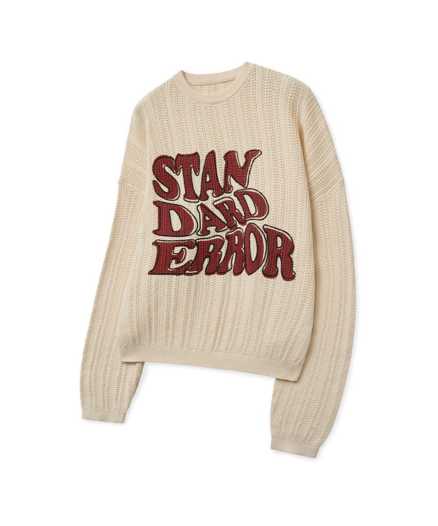 STANDARDERROR 87-Stan190 Country Oversized Color Block Lettering Knit Ivory