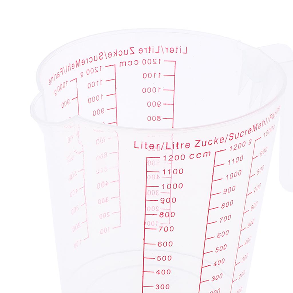 Measuring Cup Plastic Beaker - Heat Resistant Transparent Labs Graduated Beakers 1200ml