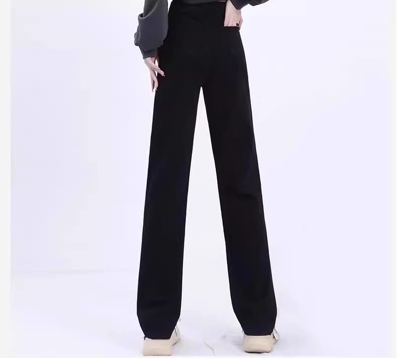 Women's High Waist Slimming Black Cigarette Jeans - Slim Fit Straight Leg Pants for Petite, Perfect for Spring and Autumn 2025
