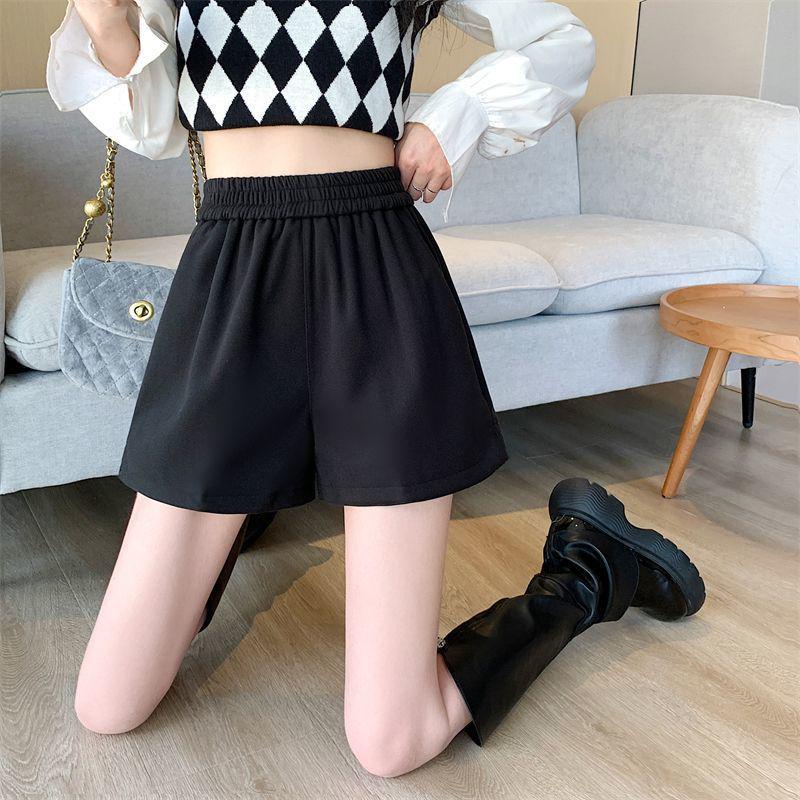 

Твидовые шорты А-силуэта с высокой посадкой - Женские осенне-зимние 2025 коричневые универсальные брюки с широкими штанинами Medium чёрный