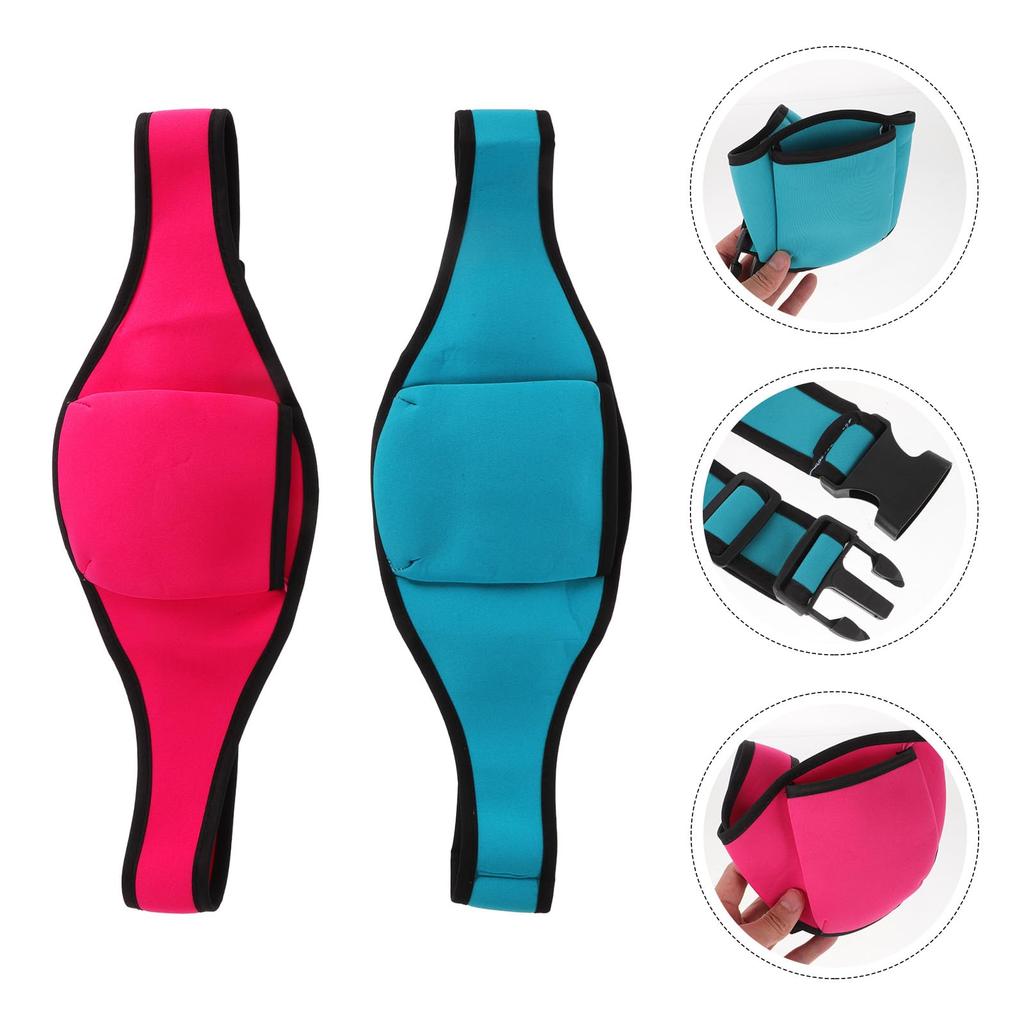 SUPVOX Mikrofon-Gürtel-Set 2 Stück Verstellbar Rutschfest Instruktor-Hüfttasche für Tanz Yoga Fitness Vortrag Rosenrosa Hellblau