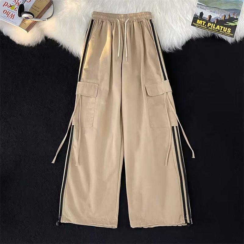 American Retro Side Striped Overalls Men's and Women's Spring and Autumn Straight Three-bar Casual Pants High Street