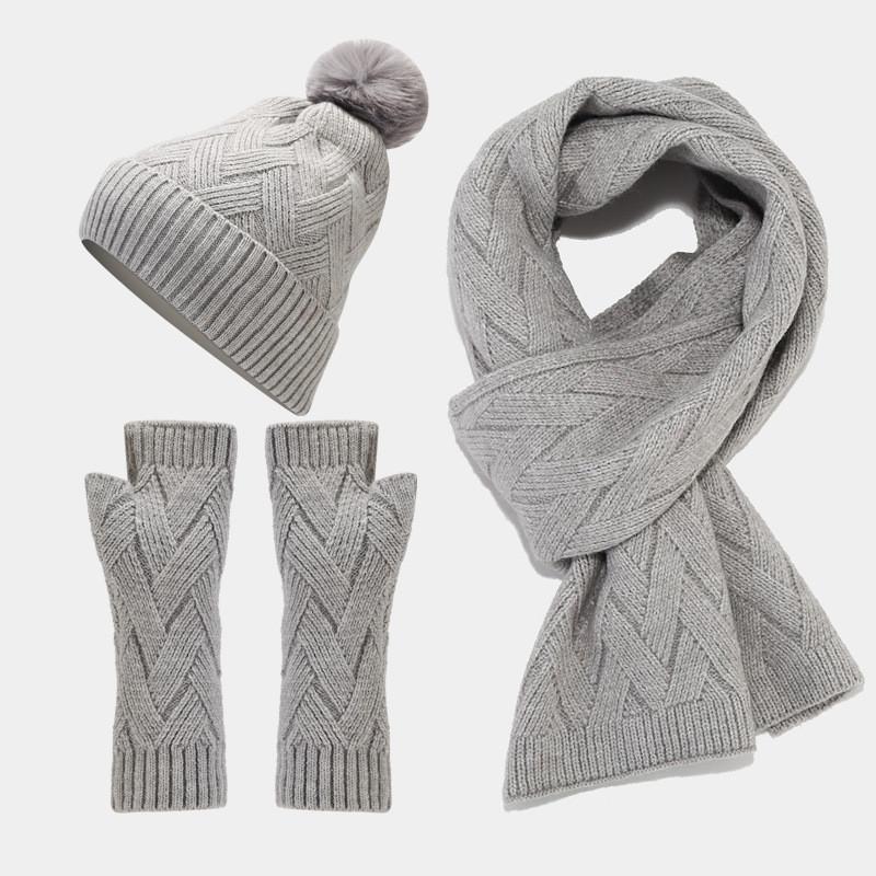 Knitted Autumn Winter Hat Gloves Scarf Set For Women And Men With Warmth And Style
