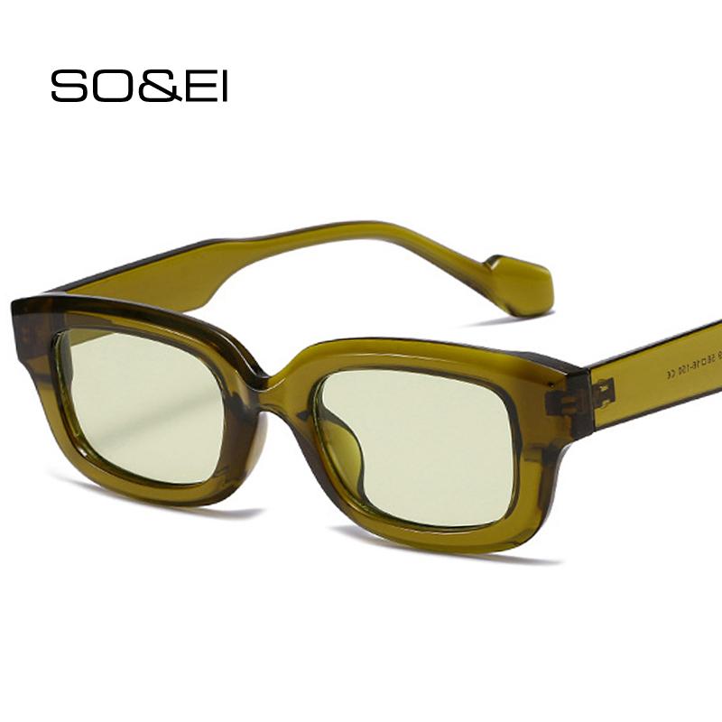 SO&EI Retro Kleine Rechteckige Sonnenbrille Damen Bonbonfarben Tönungen UV400 Quadratisch Herren Sonnenbrillen