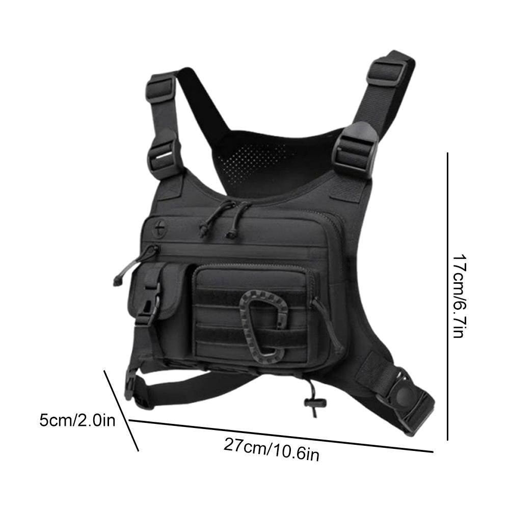 Outdoor Cycling Chest Bag Multi Pocket Trendy Functional Backpack Multifunctional Vest Chest Bag Travel Commute Sports Backpack чёрный