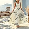 Women's Beach Maxi Dress Sleeveless Loose Fit,Lightweight Breathable Fabric,Simple Floral Pattern,Elegant,Versatile for Home & Outdoor Vacation Casual