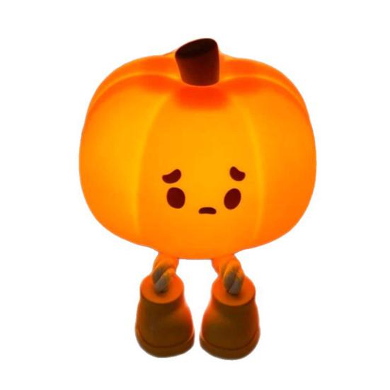 Adorable Pumpkin Night Light Dimmable Soft Warm Glow Eye-Friendly Silicone Bedside Touch Lamp Halloween Decoration