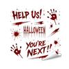 Atmospheric Haunted House Accents Halloween Horror Stickers, with Spooky Handprints Footprints Printed, Creepy Text Decals Self-adhesive Decals,