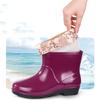 Fashionable Solid Color Anti Slip Waterproof Fleece Short Tube Rain Shoes