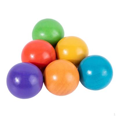 6Pcs Rainbow Wooden Balls Learning Materials Matching Games Early Educational Color Sorting Counting