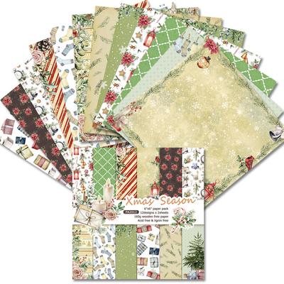 24 Sheets Christmas Theme Snow Sock Craft Paper Pads Cutting Dies Art Background Origami Scrapbooking Card Making