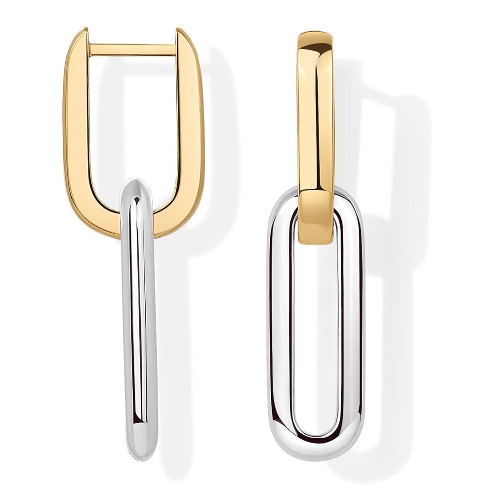 

Two Tone U-Shaped Hoop Earrings for Women Exaggerated Hip hop Punk Earring Party Jewelry