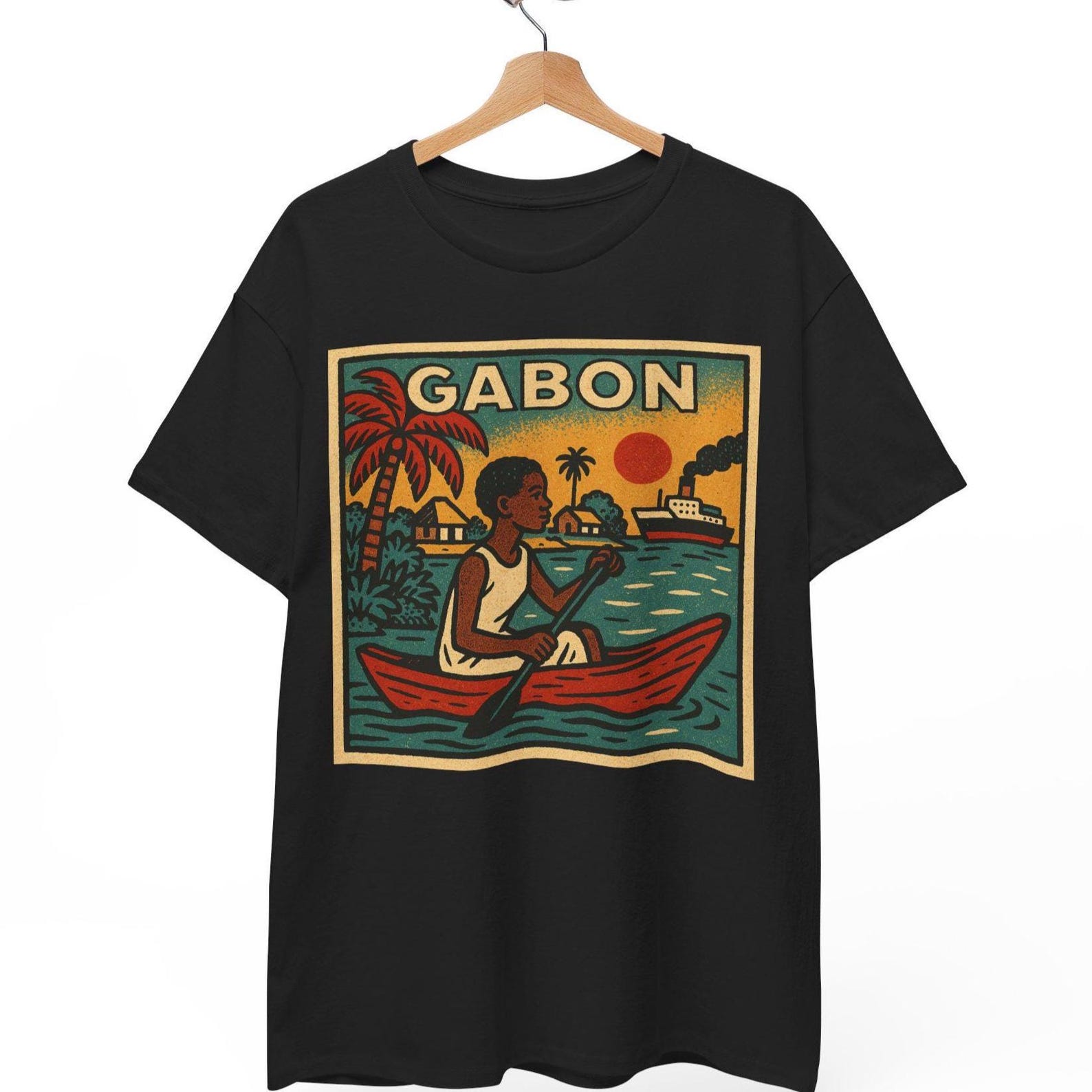 Gabon Retro Comic T-Shirt: Vintage Gabonese Pop Art Graphic Tee XL