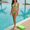 Ensemble Bikini Femme 2 Pièces Sexy Coupe Écartée Cordon de Serrage Dentelle Soutien-gorge Haute Élasticité Bas de Maillot de Bain Taille Basse Ensemble Séchage Rapide Maillot de Bain Polyvalent