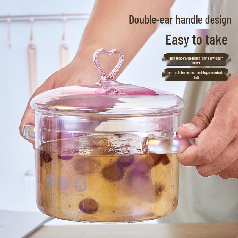Pink Heart Glass Soup Pot