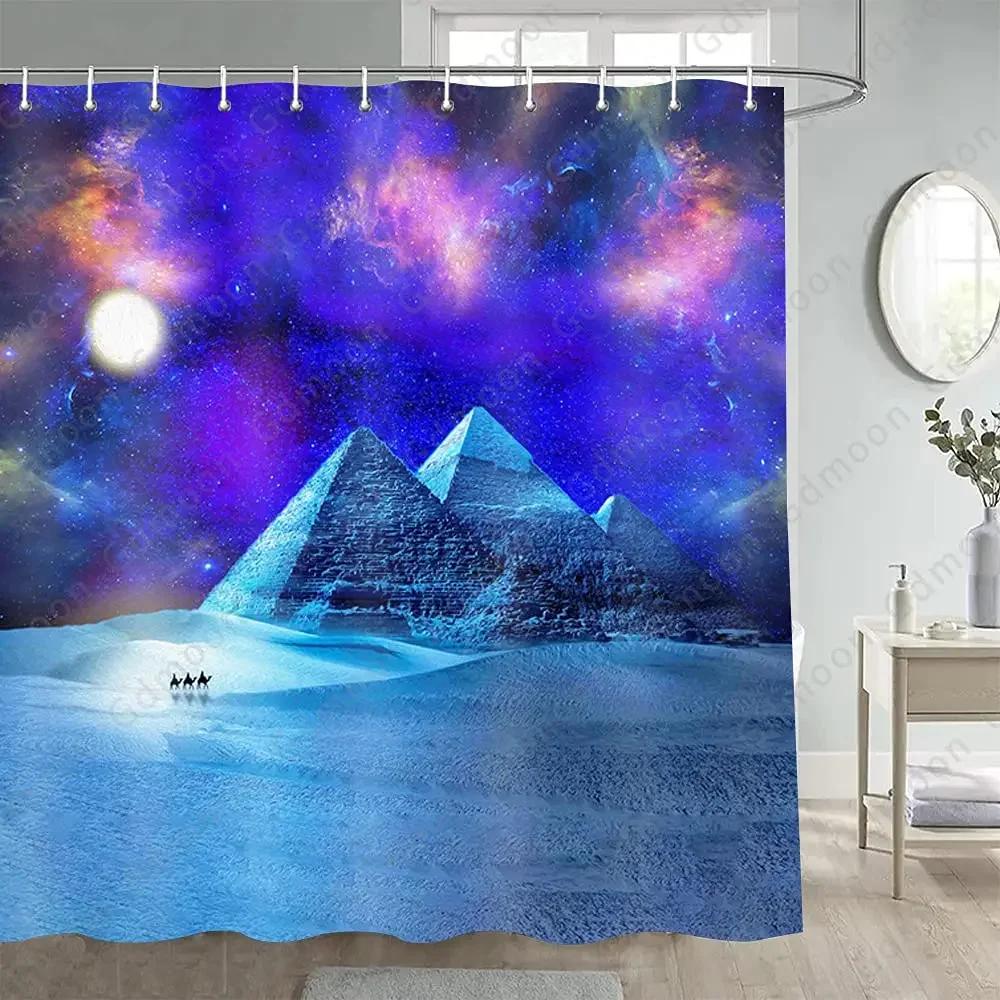 Sterrenhemel Douchegordijn Blauwe Melkweg Douchegordijnen Nevel Waterdichte Polyester Stof voor Badkuip Badkamer Decor met Haak