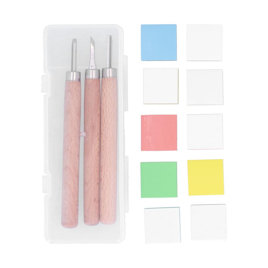 Carving Rubber Stamp Kit Block Printmaking Printing Making with Cutter Tools Art Supplies