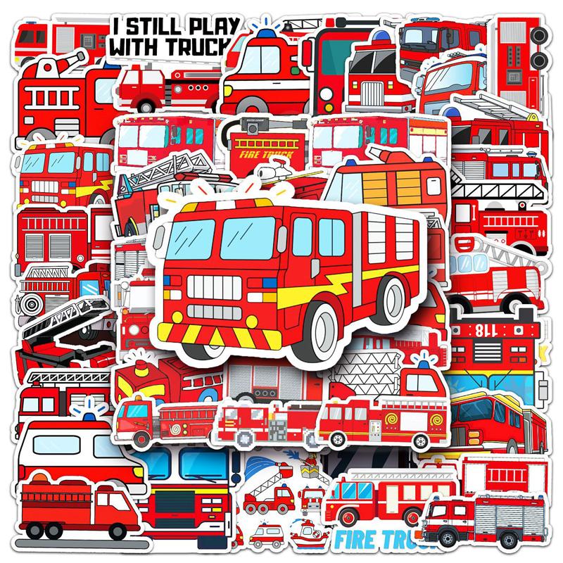 50Pc Skateboard Stickers Fire Truck Stickers Cool Skateboard Extreme Sports Stickers Trolley Case Guitar Mug Notebook Trend Stickers