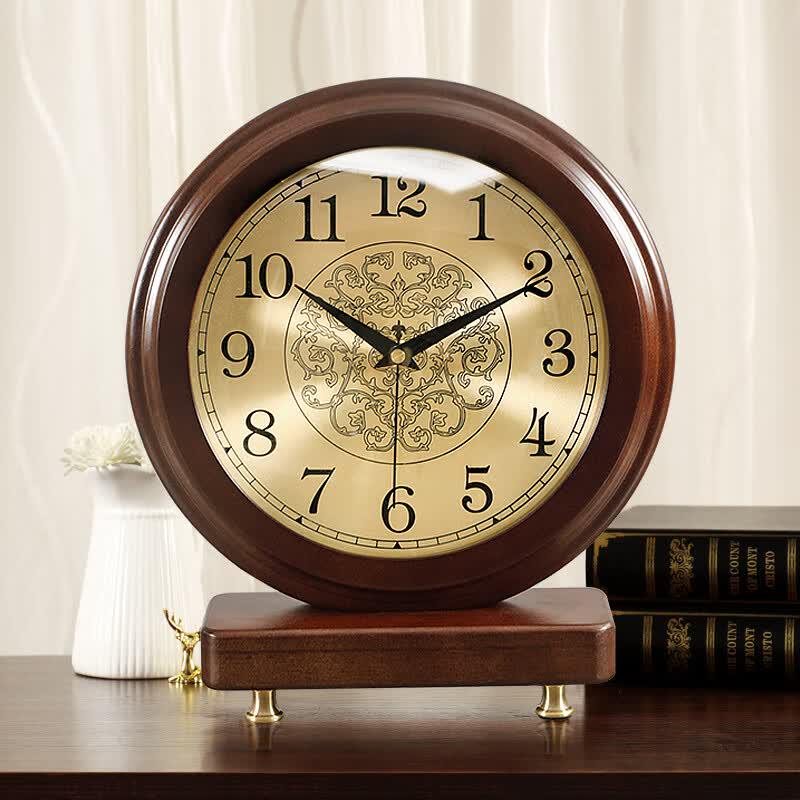Hense Retro Wooden Quartz Desk Clock