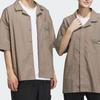 Adidas x SEEBIN Graphic Woven Shirt Jacket SS23 with Single-Breasted Short Sleeve and Print Unisex Outerwear Light-Grey Brown IA8099