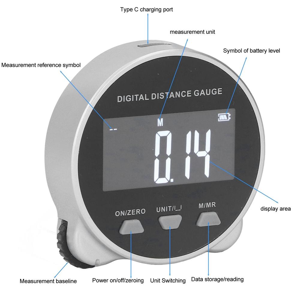 Microprocessor Electronic Rolling Ruler Tape Measure Digital Display Roller Ruler 199.999m Semiconductor for Measurement Tool