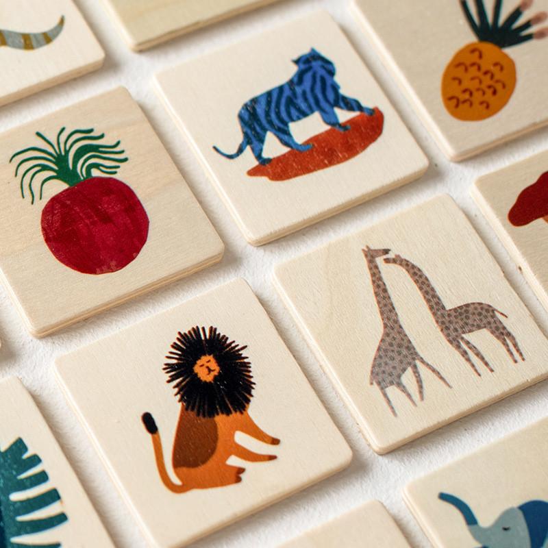 Card Wooden Animal Puzzle Toy Board Game Children Brain Teasers Logic Building