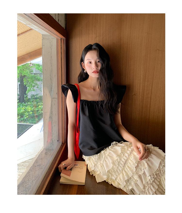 NEWOPEN Summer Pleated Lace High-Waisted Layered Cake Midi Skirt