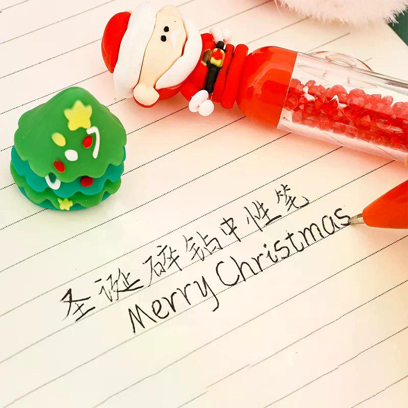 Cartoon Christmas Ballpoint Pen Cute Santa Claus Pen For Student Stationery Gift