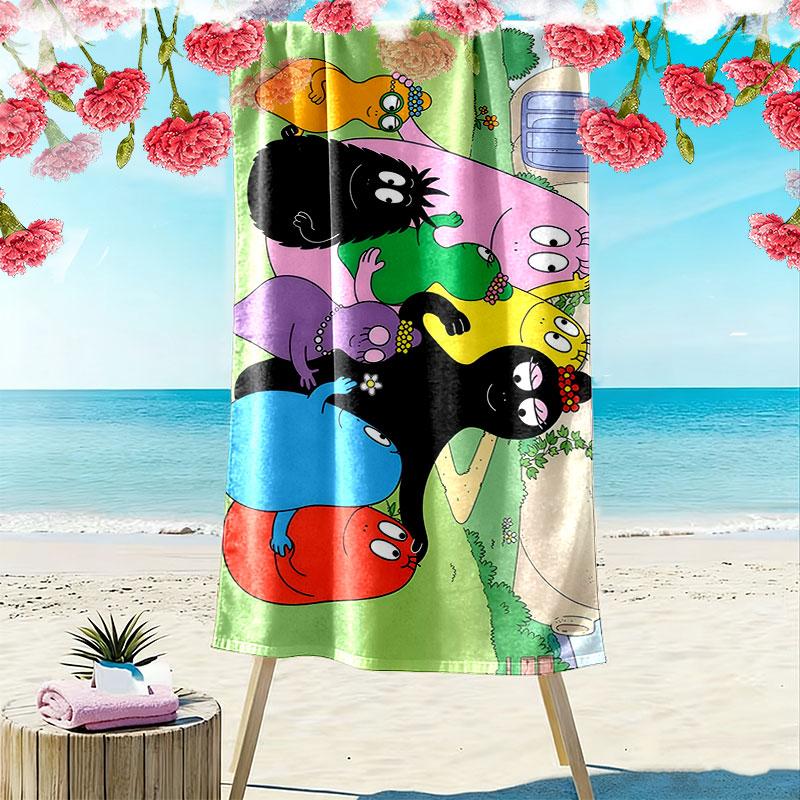 Barbapapa Print Beach Towel, Large Soft Quick Dry Towel for Beach Camping Swimming