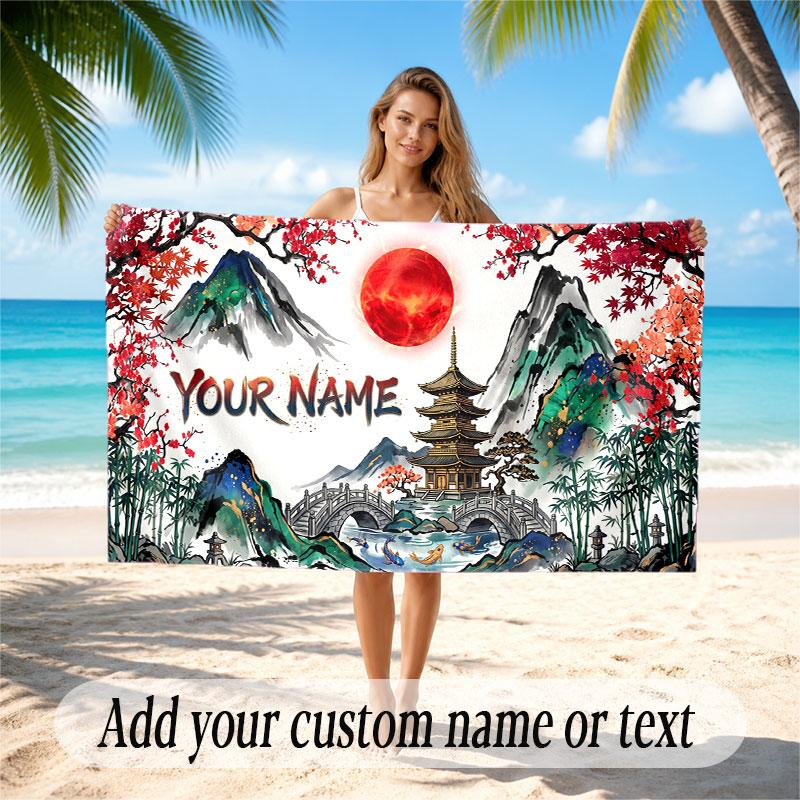 Space Cosmic Theme Soft Beach Towel Personalized Custom Name Text Towel Portable for Beach Pool Travel