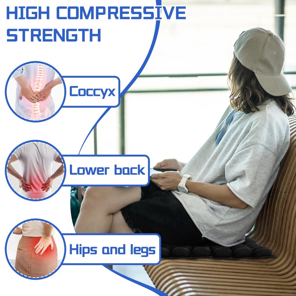 Inflatable Seat Cushion Portable Travel Air Seat Cushion 49 Airbag Comfortable TPU Air Sitting Pad for Home Office Car Traveling