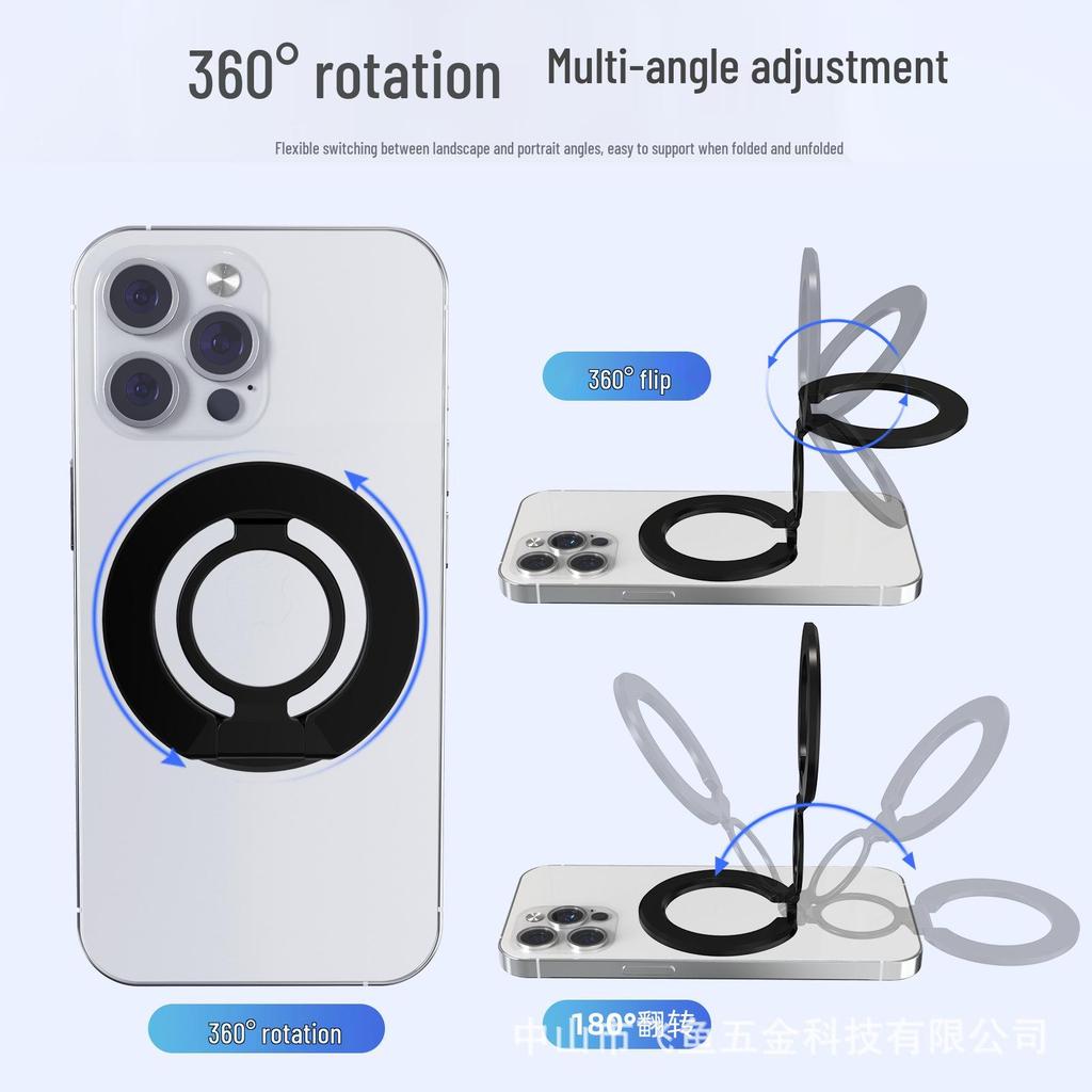 Dual-Sided MagSafe Magnetic Phone Holder with Aluminum Alloy Ring Stand