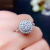 Luxury Female Rings  Sterling SIlver Sunflower Shaped Shiny Zircon Finger Rings for Women Promise Love Wedding  Gift