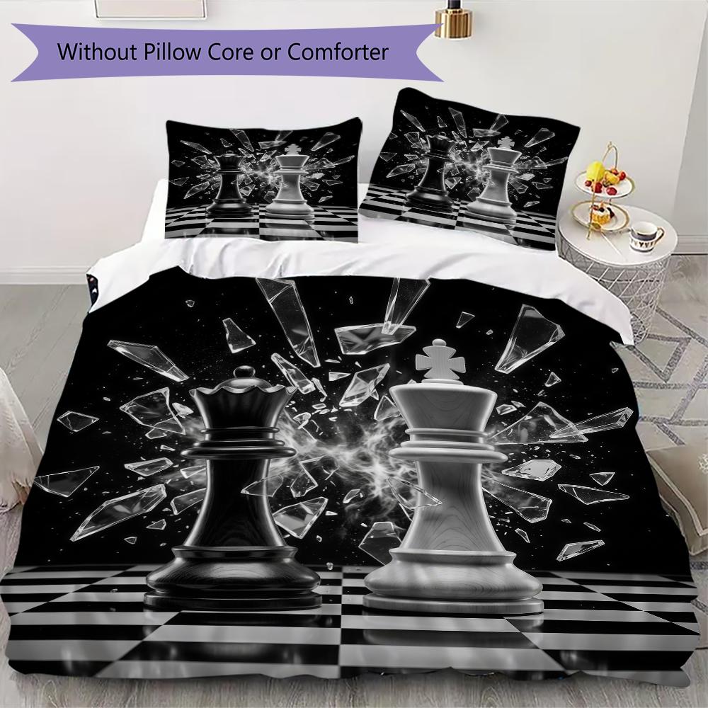 

Chess piece Pattern Bedding uilt Set uilt Cover Pillowcase Home Decoration Birthday Gift (1 * duvet cover + 12 * pillowcase without core) 135x200cm
