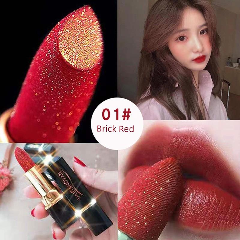 Pearlescent Gold Lipstick Matte Waterproof Non-Stick Cup Lipstick