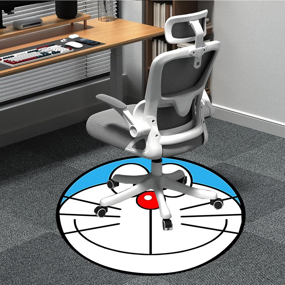 

1pc Doraemon Robot Office Round Area Rug, Indoor Mat Suitable For Office, Under Office Chairs Bedroom Living Room Home Decor, Room Deco 80cm