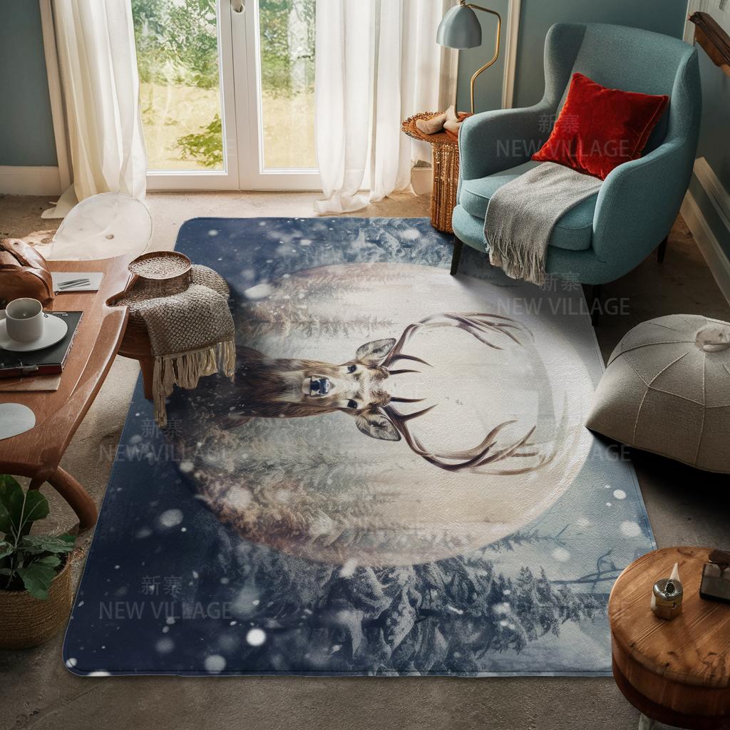 House Entrance Carpet Home Door Mat Living Room Bath Foot Bathroom Non-slip Water Absorption Rugs Bath Merry Christmas Winter