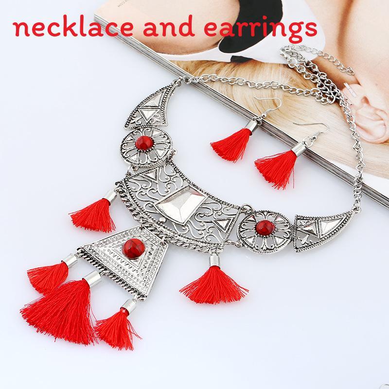 

Ethnic Style Simulation Gemstone Decoration Women Necklace With Design Tassel