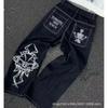 Mens Y2K Hip Hop Wide Leg Straight Fit Denim Jeans - Washed Cotton Loose Streetwear Style