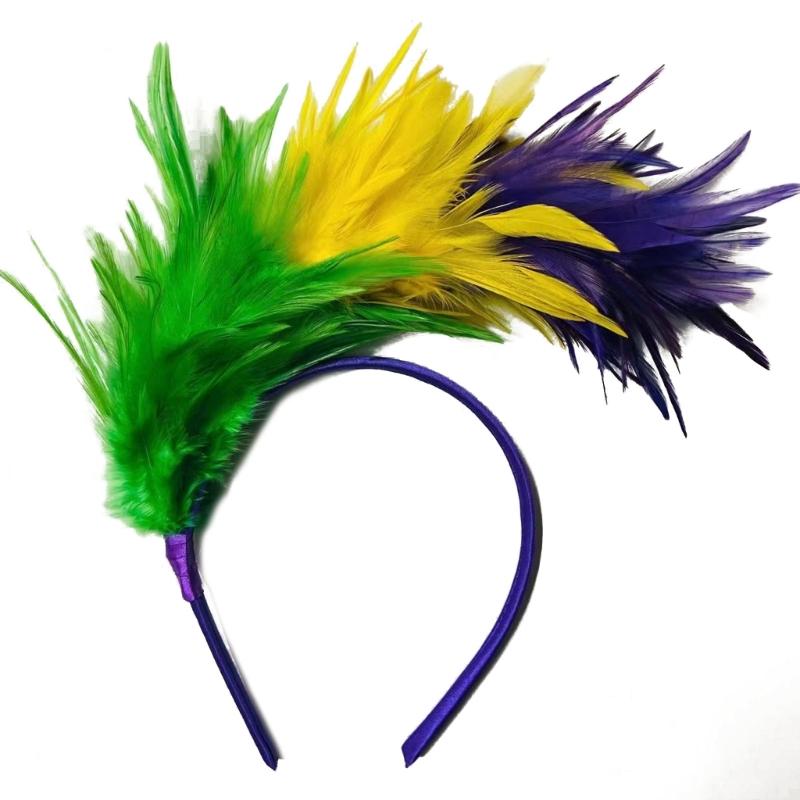 Feather Headband 1920s Mardi Gras Headband Flapper New Handmade Feather Burlesque Headpiece Fashion Hoop Accessories Dance Party