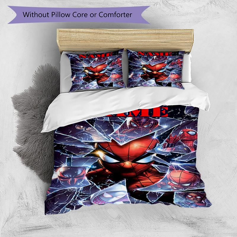 3pcs Custom Name Spider-Man Bedding Set Duvet Cover Closure Includes 1 Duvet Cover & 2 Pillowcases for All Seasons Bedroom Decor